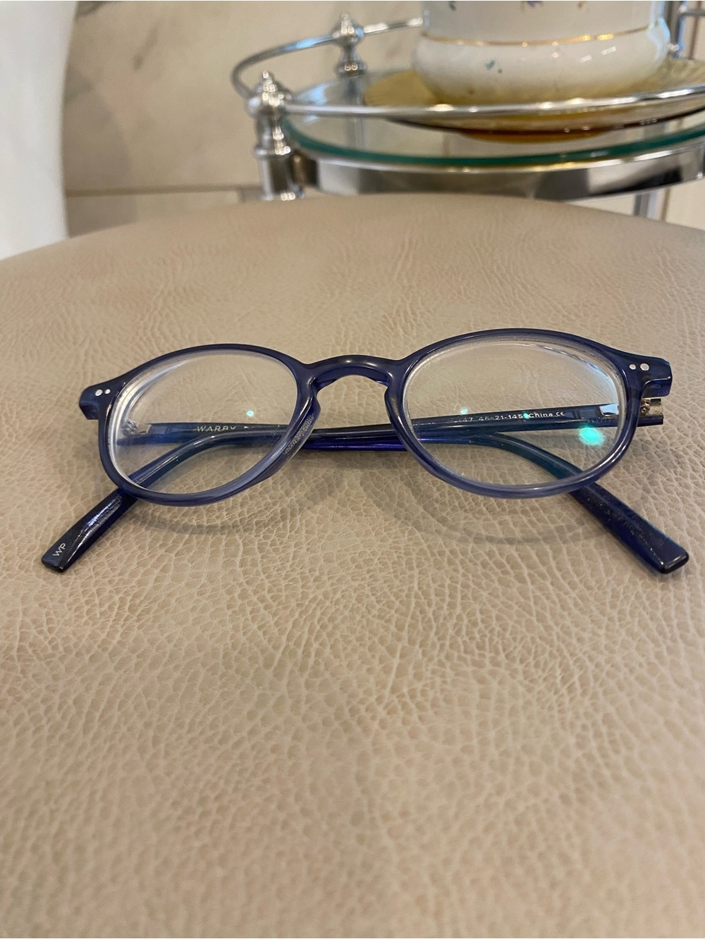 Warby Parker Caswell M 447 Eyegllasses Frames Navy Blue Round 46-21-145